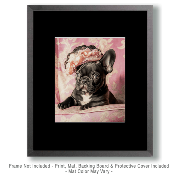 French Bulldog Puppy in Pink Hat Art