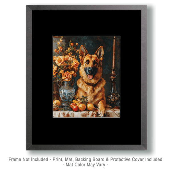 German Shepard and Vase Art