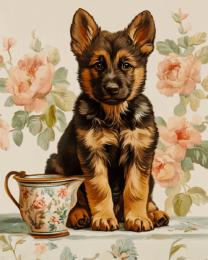 German Shepard Puppy with Picher