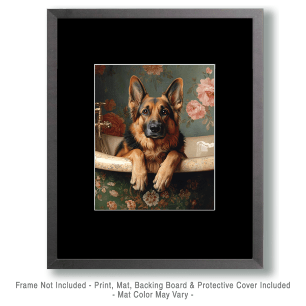 German Shepard in Bathtub Art