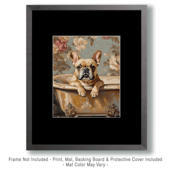 Fawn French Bulldog in Bathtub Art