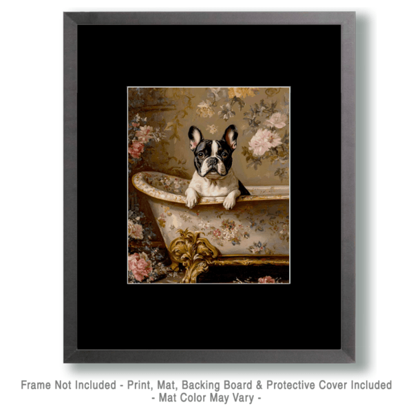 Brindle French Bulldog in Bathtub Art