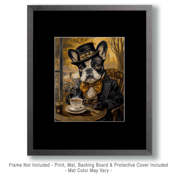 Brindle French Bulldog at Paris Cafe Art