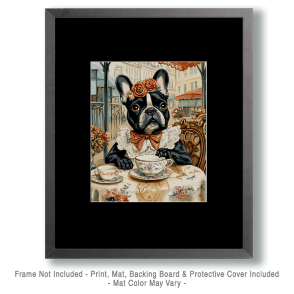 Lady Brindle French Bulldog at Paris Cafe Art