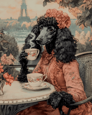 Fine Lady Poodle at Paris Cafe