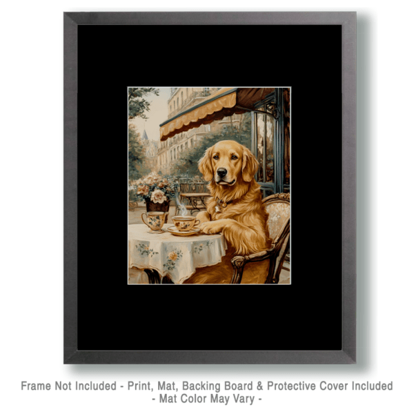 Golden Retriever at a Paris Cafe Art