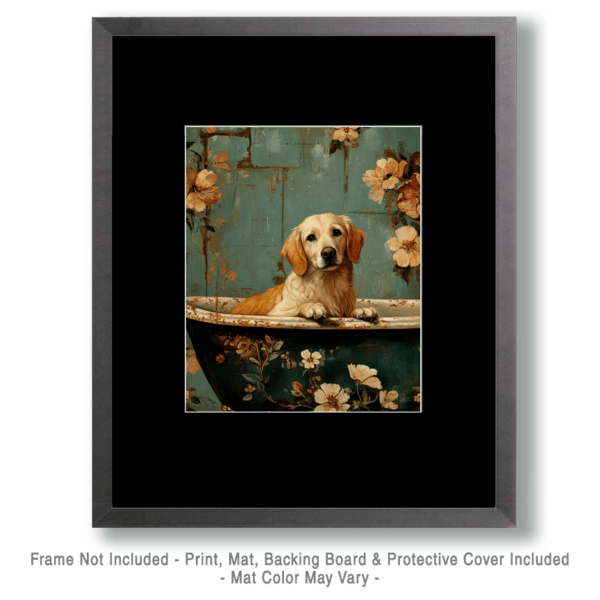 Golden Retriever Puppy in a Bathtub Art