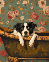 Border Collie Puppy in Bathtub