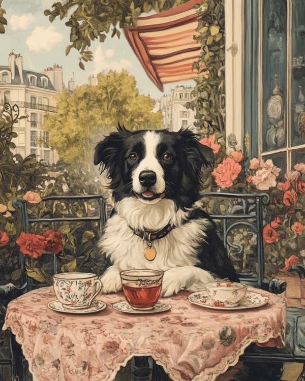 Border Collie at Paris Cafe