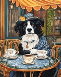 Lady Border Collie at Paris Cafe