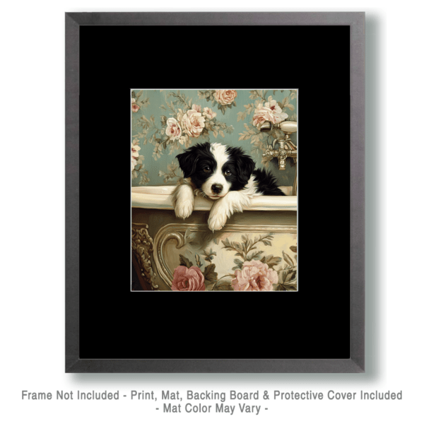 Young Border Collie Puppy in Bathtub Art