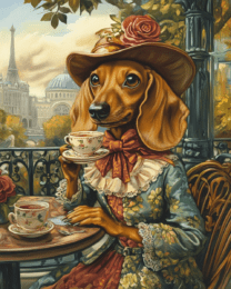 Lady Dachshund at Paris Cafe