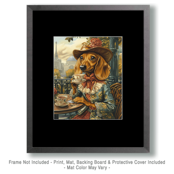 Lady Dachshund at Paris Cafe Art