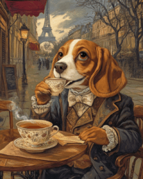 Beagle at Paris Cafe