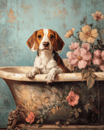 Beagle in Bathtub