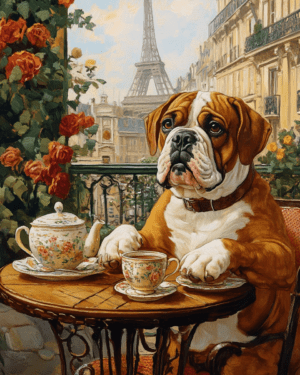 Bulldog at Paris Cafe