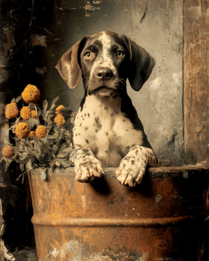 German Shorthaired Pointer in Barrel