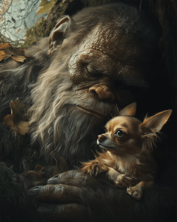 Bigfoot with Chihuahua