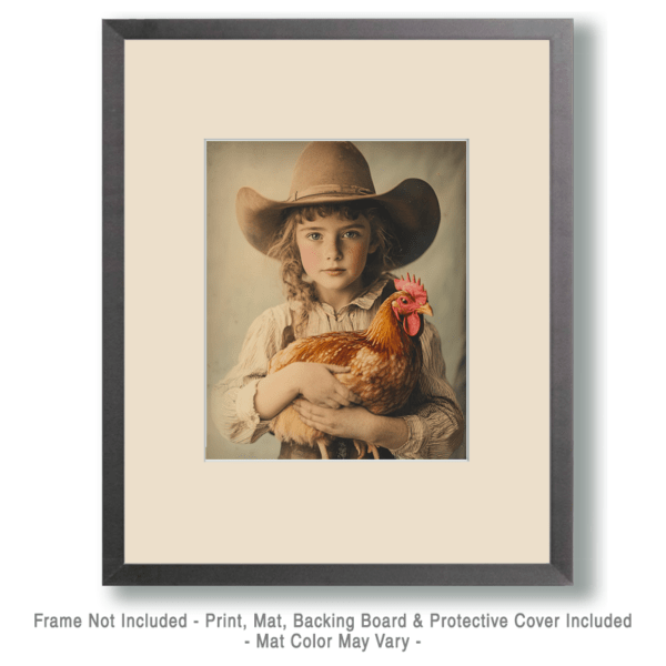 Cowgirl Holding Her Pet Chicken Photo