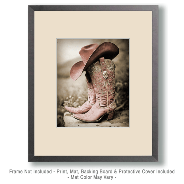 Vintage Pink Cowgirl Boots and Hat Photo