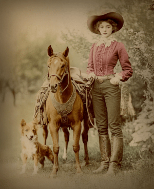 Young Cowgirl with Her Dog and Horse