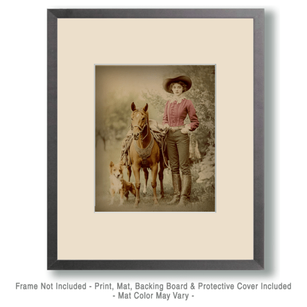 Young Cowgirl with Her Dog and Horse Photo