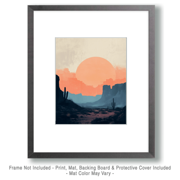 Vintage Pastel Desert Sunset Art