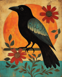 Folk Art Raven Sunrise