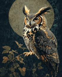 Antique Style Great Horned Owl