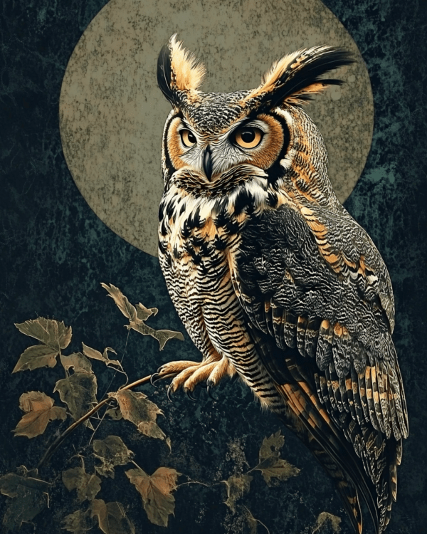 Antique Style Great Horned Owl