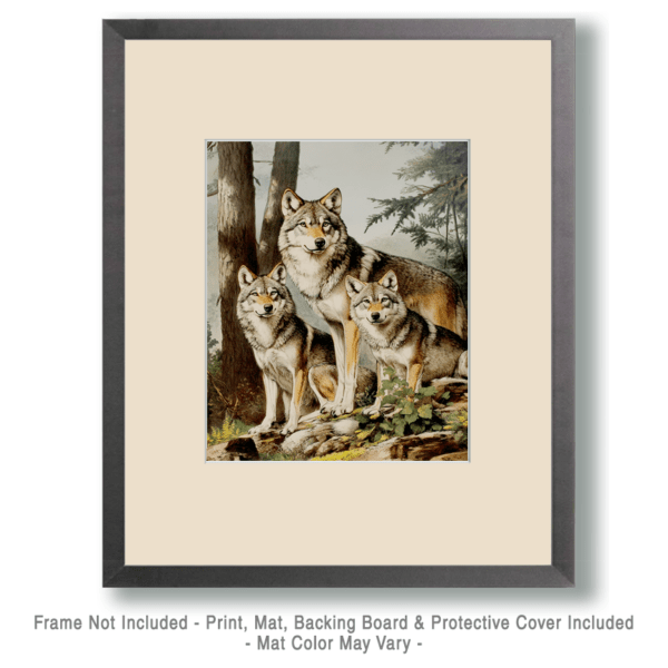 Antique Style Wolf Family Art