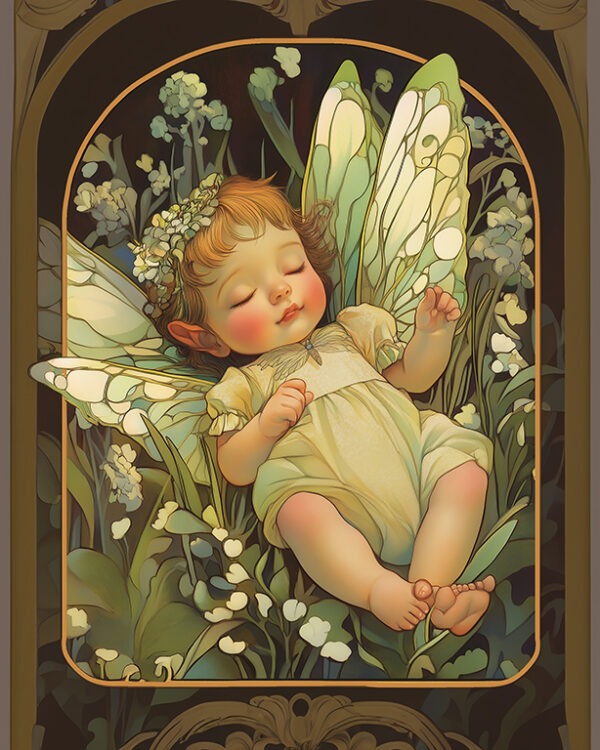 Art Nouveau Baby Fairy Sleeping