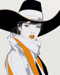 Cowgirl Staring with Blue Eyes