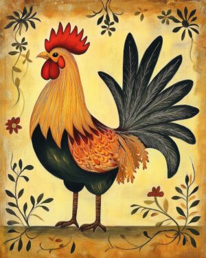 Folk Art Golden Rooster