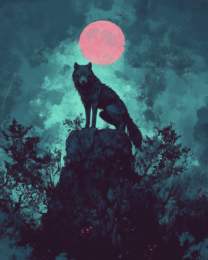 Pink Moon Wolf