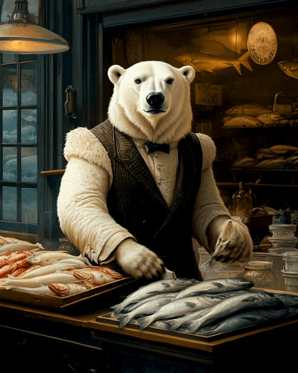 Polar Bear Fishmarket Shopkeeper