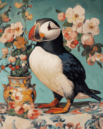 Vintage Puffin with Vase