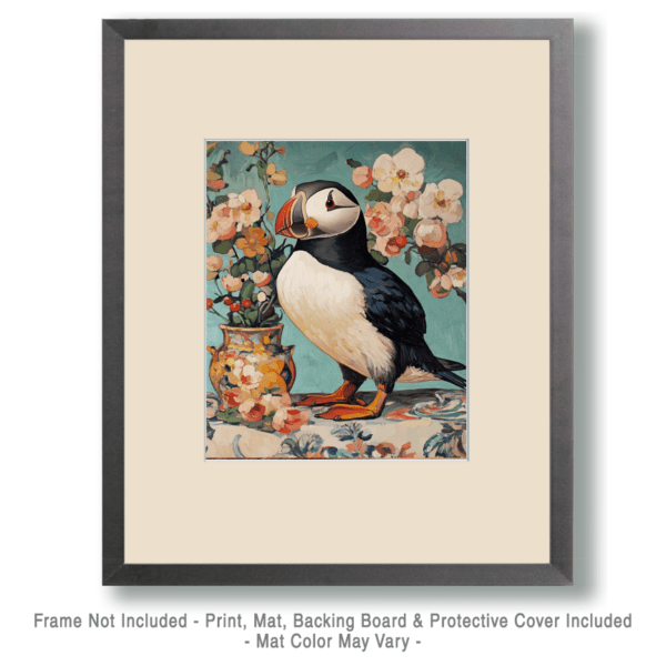 Vintage Puffin with Vase Art