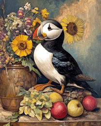 Puffin and Sunflowers