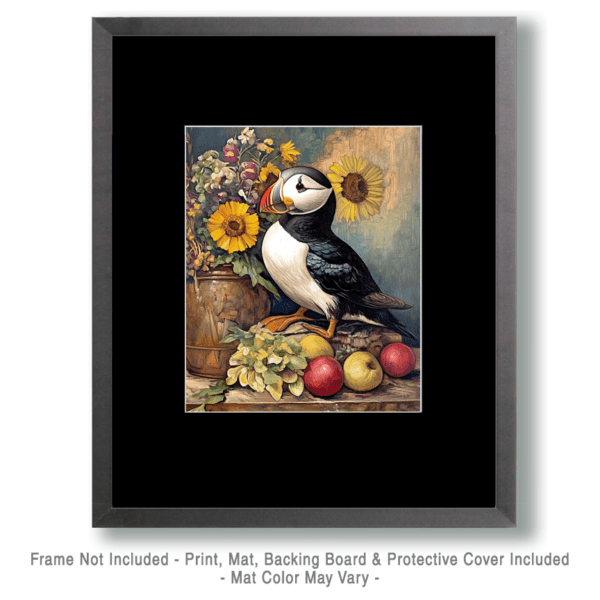 Puffin and Sunflowers Art