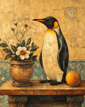 Antique Style Penguin Artwork