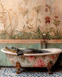 Alligator in Fancy Bathtub