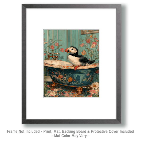 Puffin in Fancy Bathtub Art