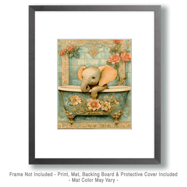 Baby Elephant in Fancy Bathtub Art