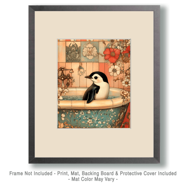 Baby Penguin in Fancy Bathtub Art