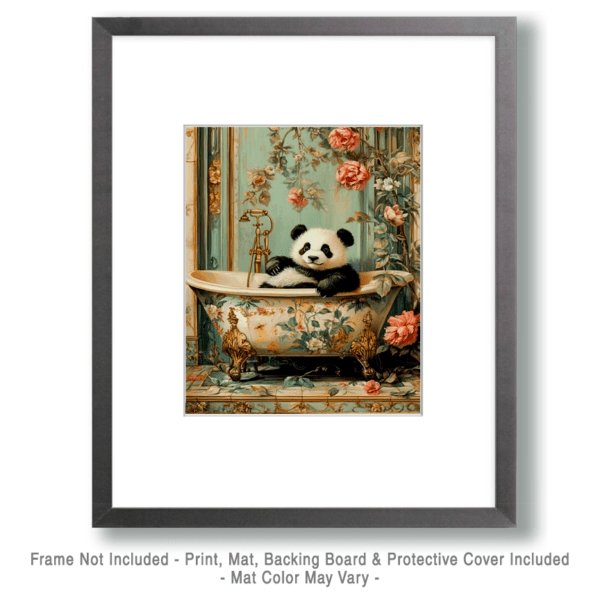 Panda Laying in Painted Bathtub Art