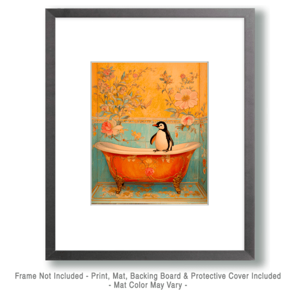 Penguin Standing on a Fancy Bathtub Art