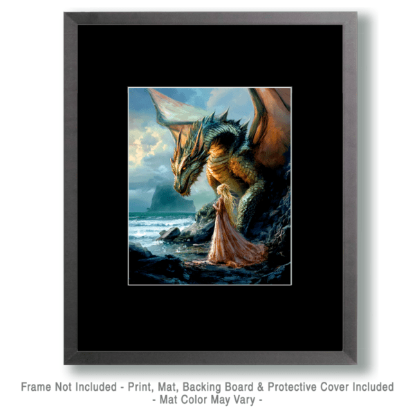 Princess and Dragon on the Seashore Art