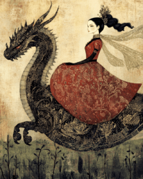 Folk Art Princess Riding Draco