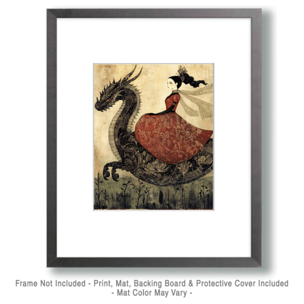 Folk Art Princess Riding Draco Art